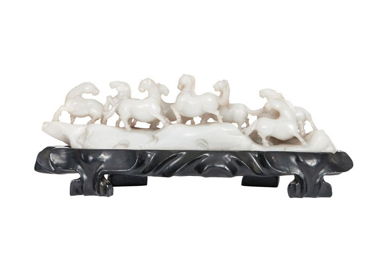 An exceptional jade carving 'Horses'